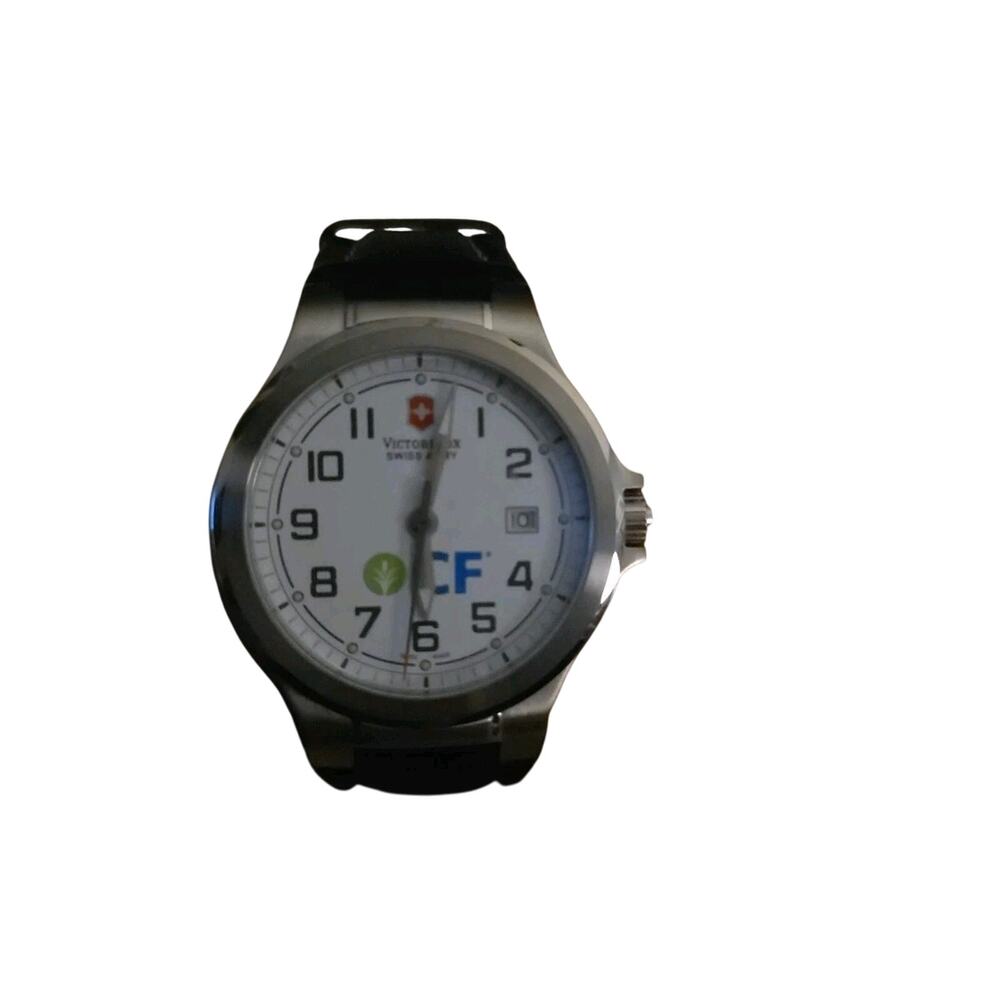 VICTORINOX Swiss Army Watch Black Leather Water Resistant 100M Mens 241266CB